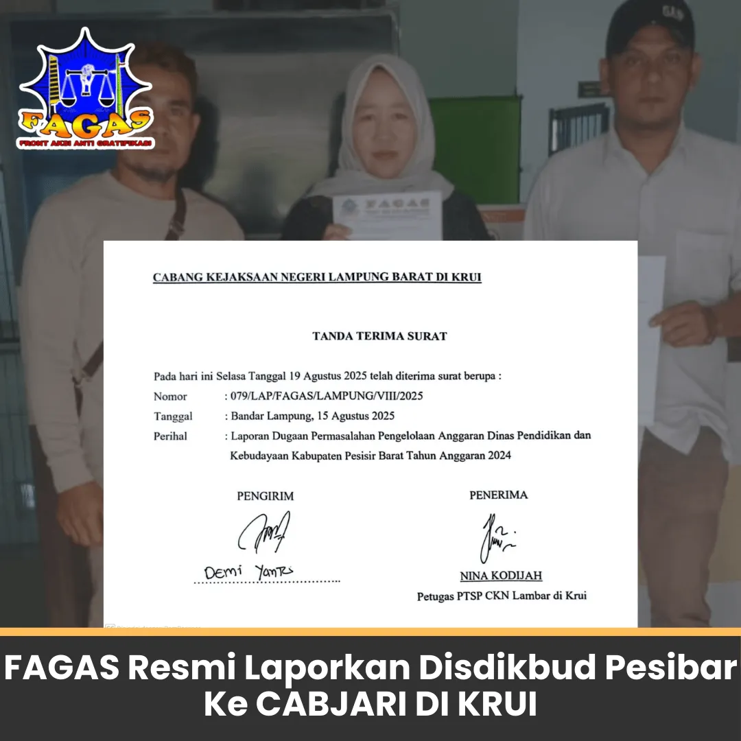 Kadis Pendidikan Pesibar Dilaporkan FAGAS ke CABJARI KRUI